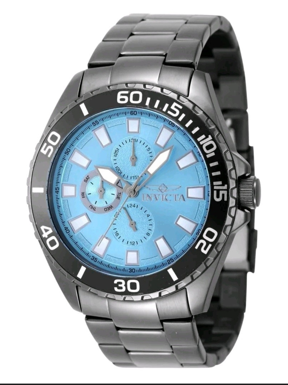 Invicta Men's Gunmetal Watch with Blue Dial